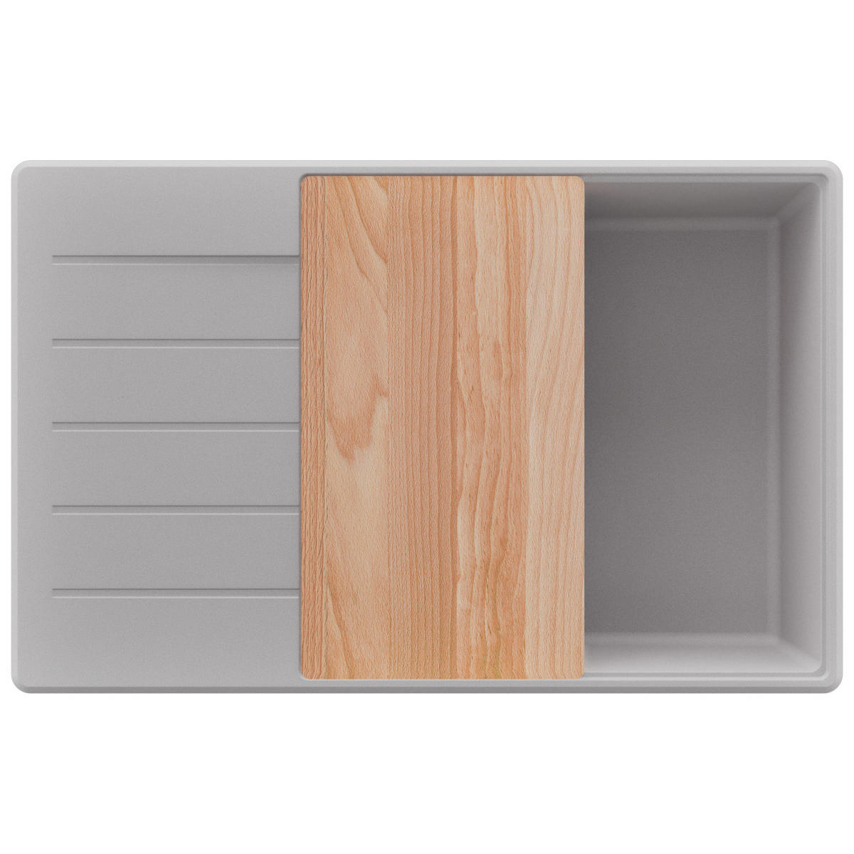 SPÜLBECKEN Kopenhagen, 2-er set Grau 78/50 cm 1 Becken + Ablauf-Set + Schneidebrett ab 60er Unterschrank - Beige/Grau, Kunststoff (78/20/50cm) - Primagran