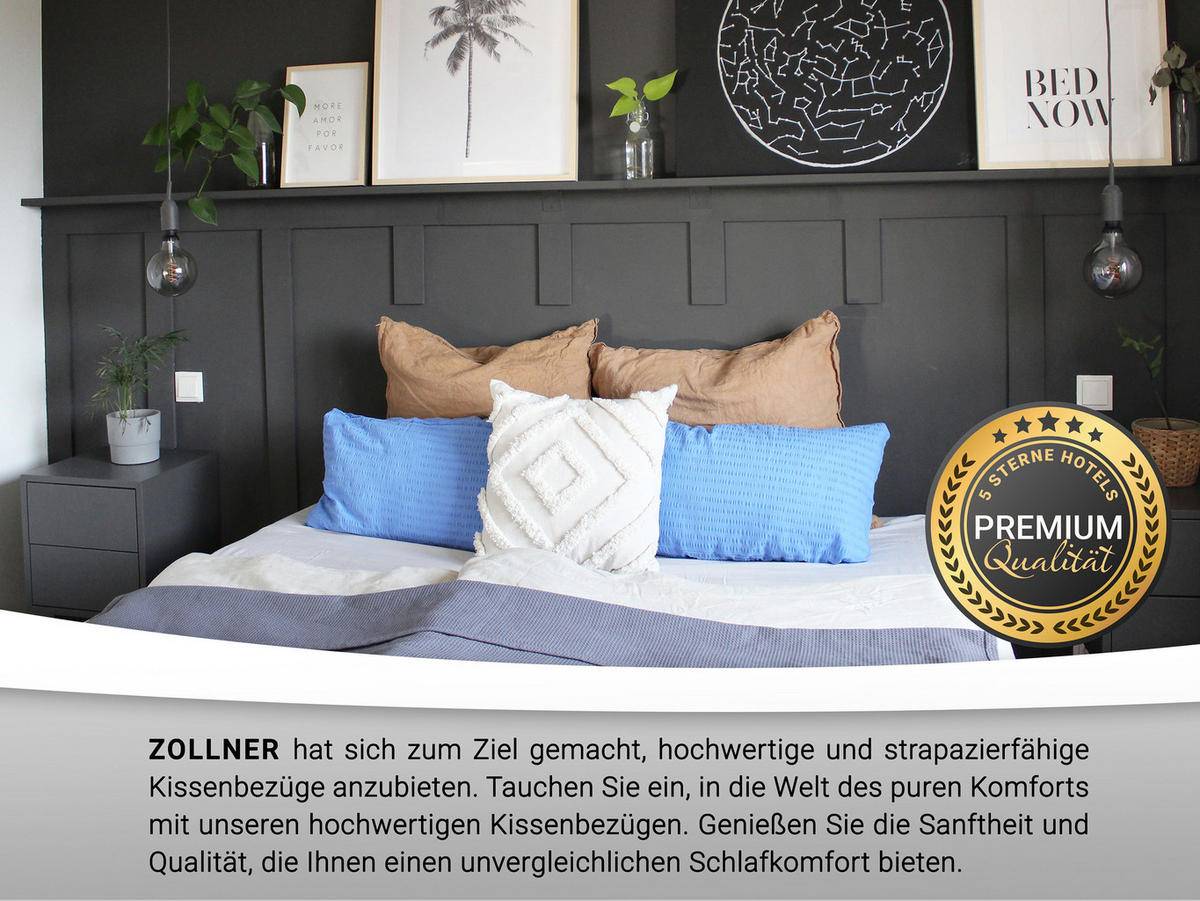 KISSENBEZUG, 2er-Set, 40x80 cm, 100% Baumwolle, Blau - Hellblau, Textil (40/80cm) - Zollner