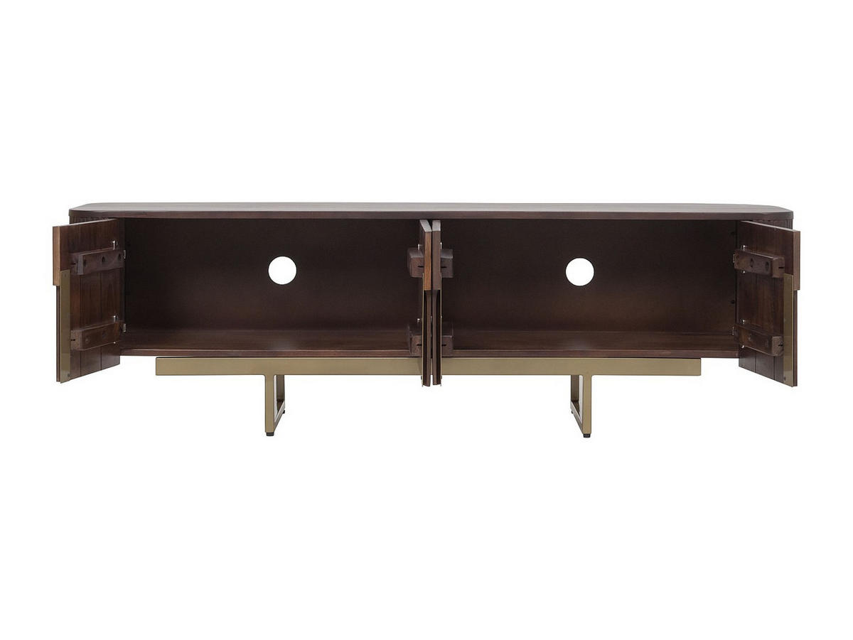 TV-BOARD - 160 cm x 42 cm - Holz, Platte, Holz, Platte - Naturfarben Dunkel, Goldfarben - DOLIYA - Goldfarben/Naturfarben, Holz (160/50/42cm) - Vente-Unique