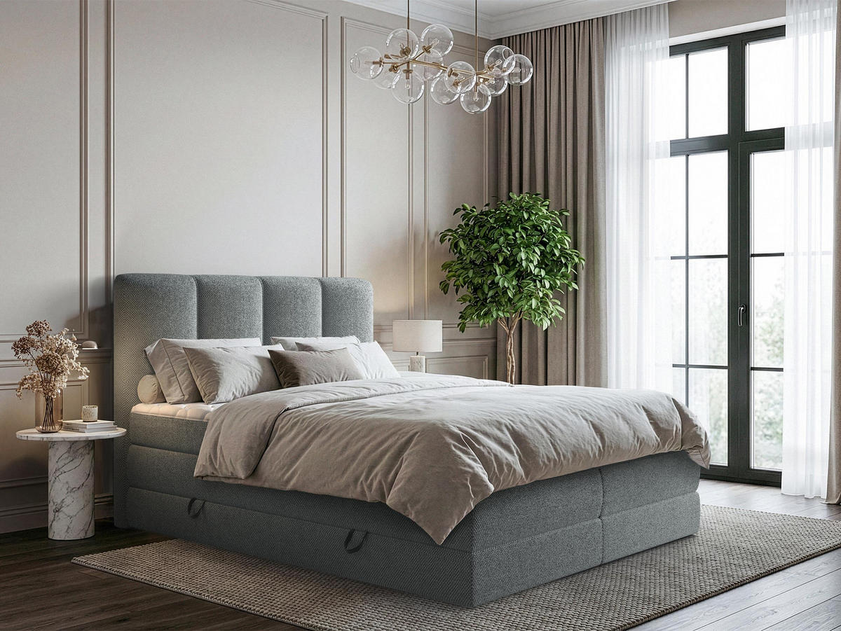 BOXSPRINGBETT Point - Blaugrau, Holz/Holzwerkstoff (160/200cm) - MIRJAN24