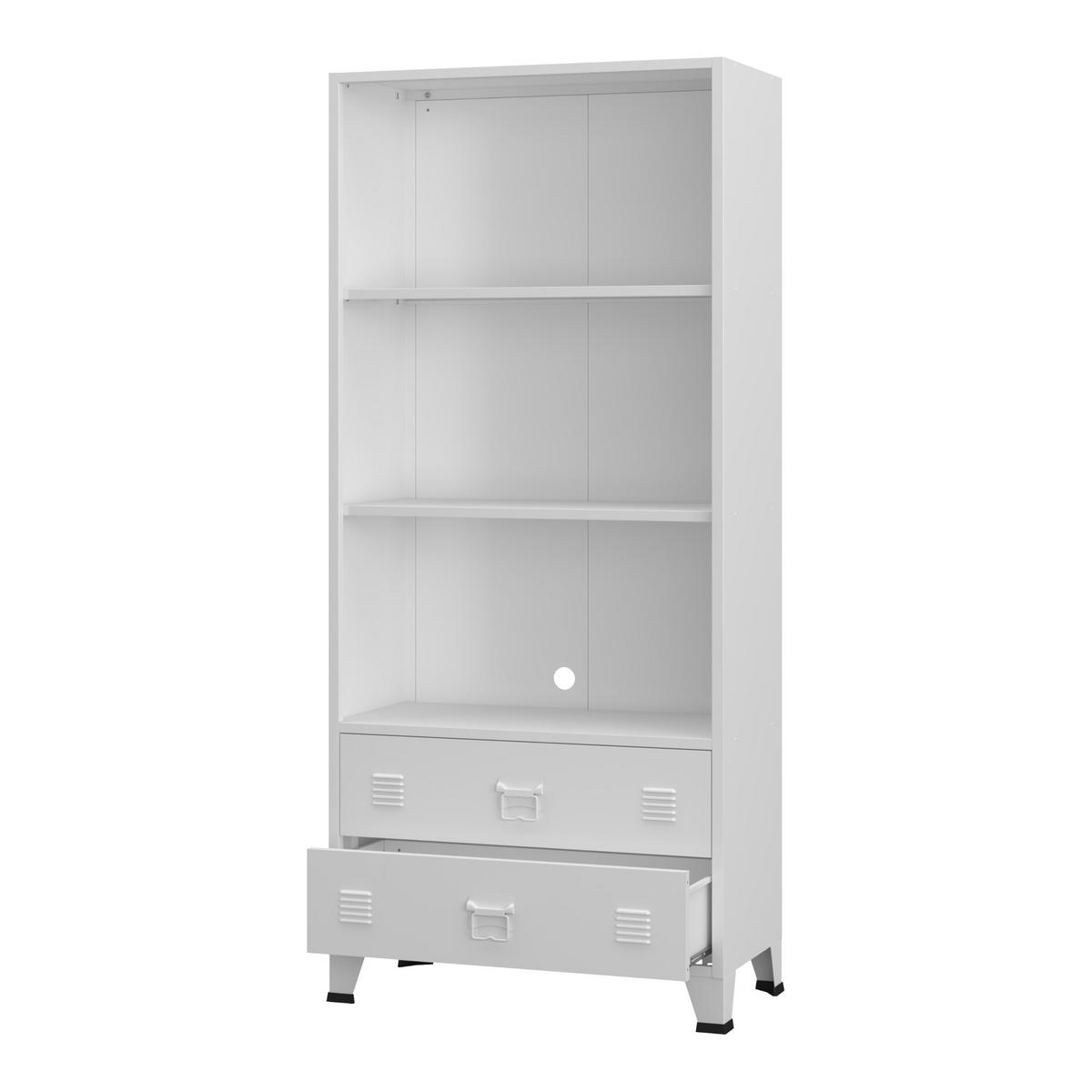 BÜCHERREGAL Hammarland - Weiß, Metall (80/180/40cm) - [en.casa]