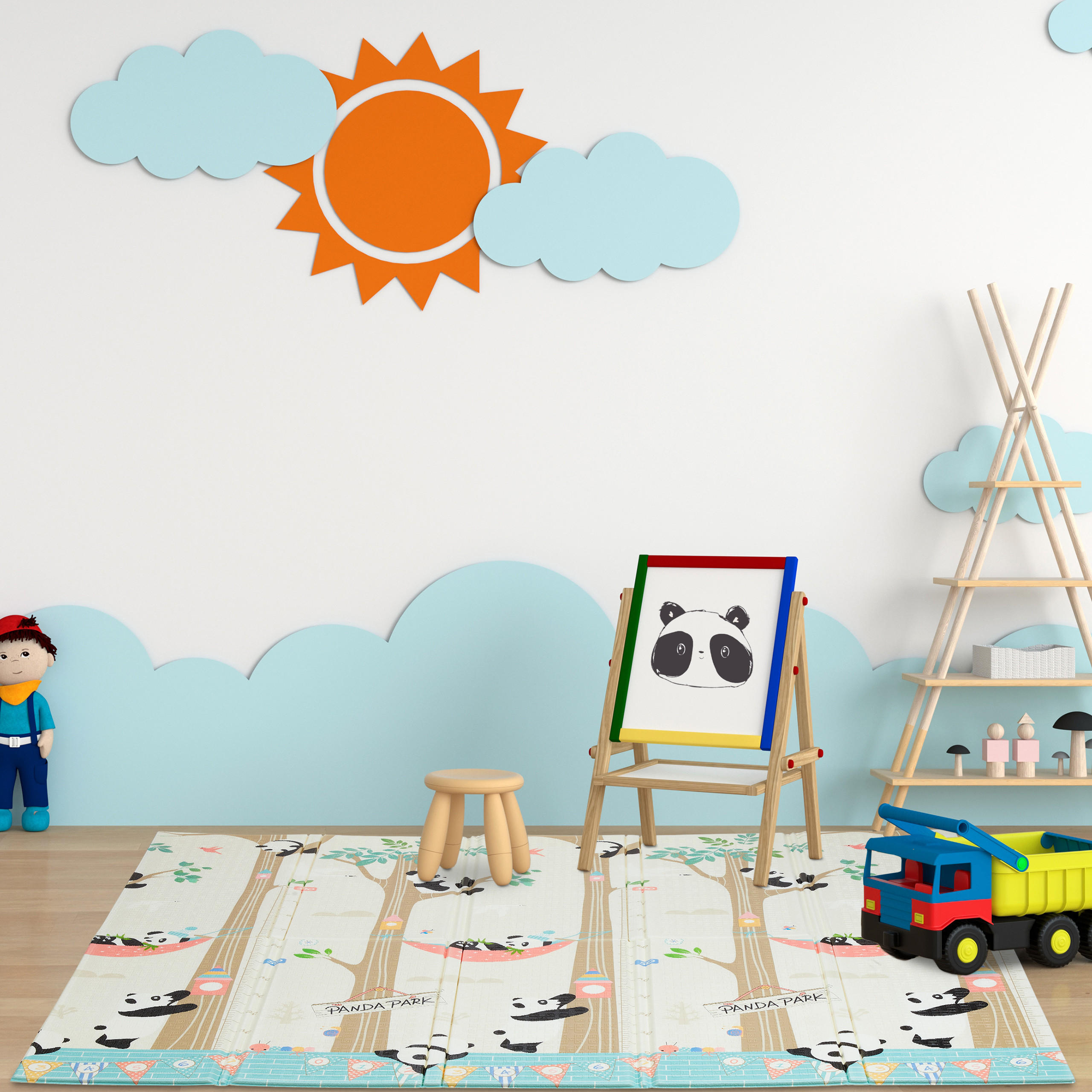 SPIELMATTE - Multicolor, Kunststoff/Textil (195/175cm) - Relaxdays