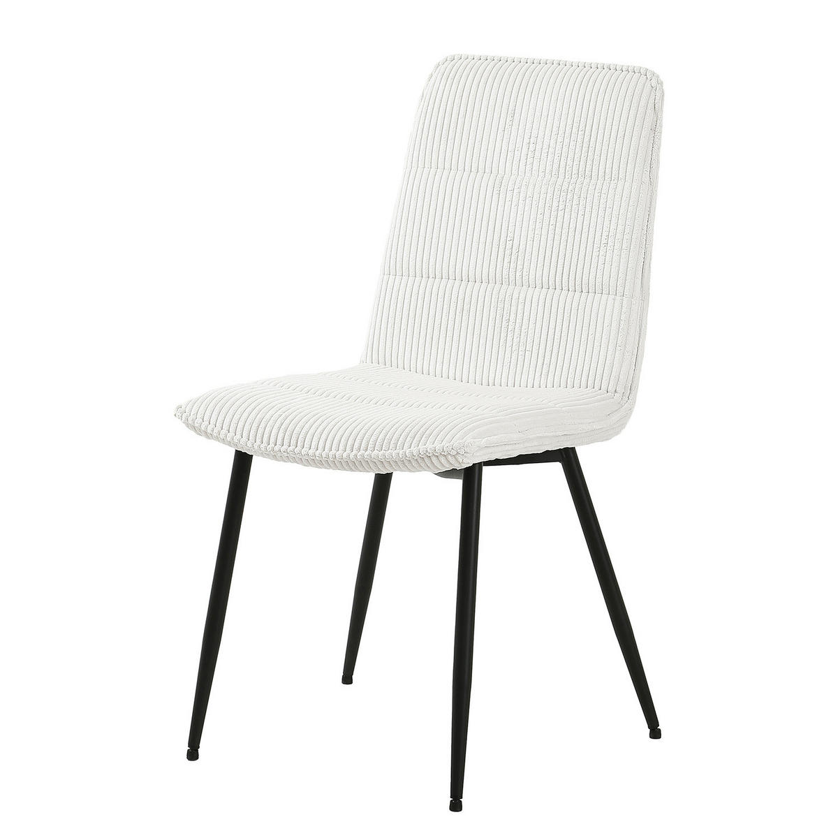 POLSTERSTUHL - 4er-Set - Cord / Eisen - Creme/Schwarz, Textil/Metall (47/91/60cm) - home24