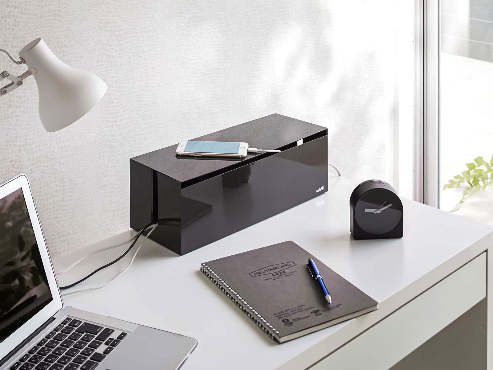 KABELBOX Web schwarz 40/14/15 cm - Schwarz, Kunststoff (15/40/14cm) - Yamazaki