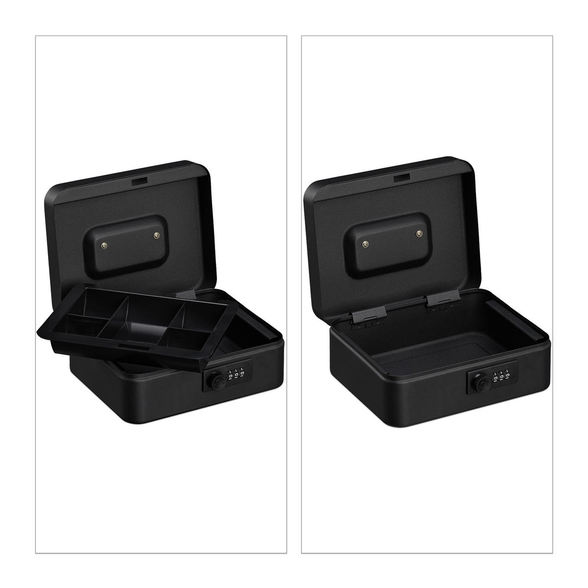 POKLADŇA - čierna, kov/plast (20/8.5/17cm) - Relaxdays