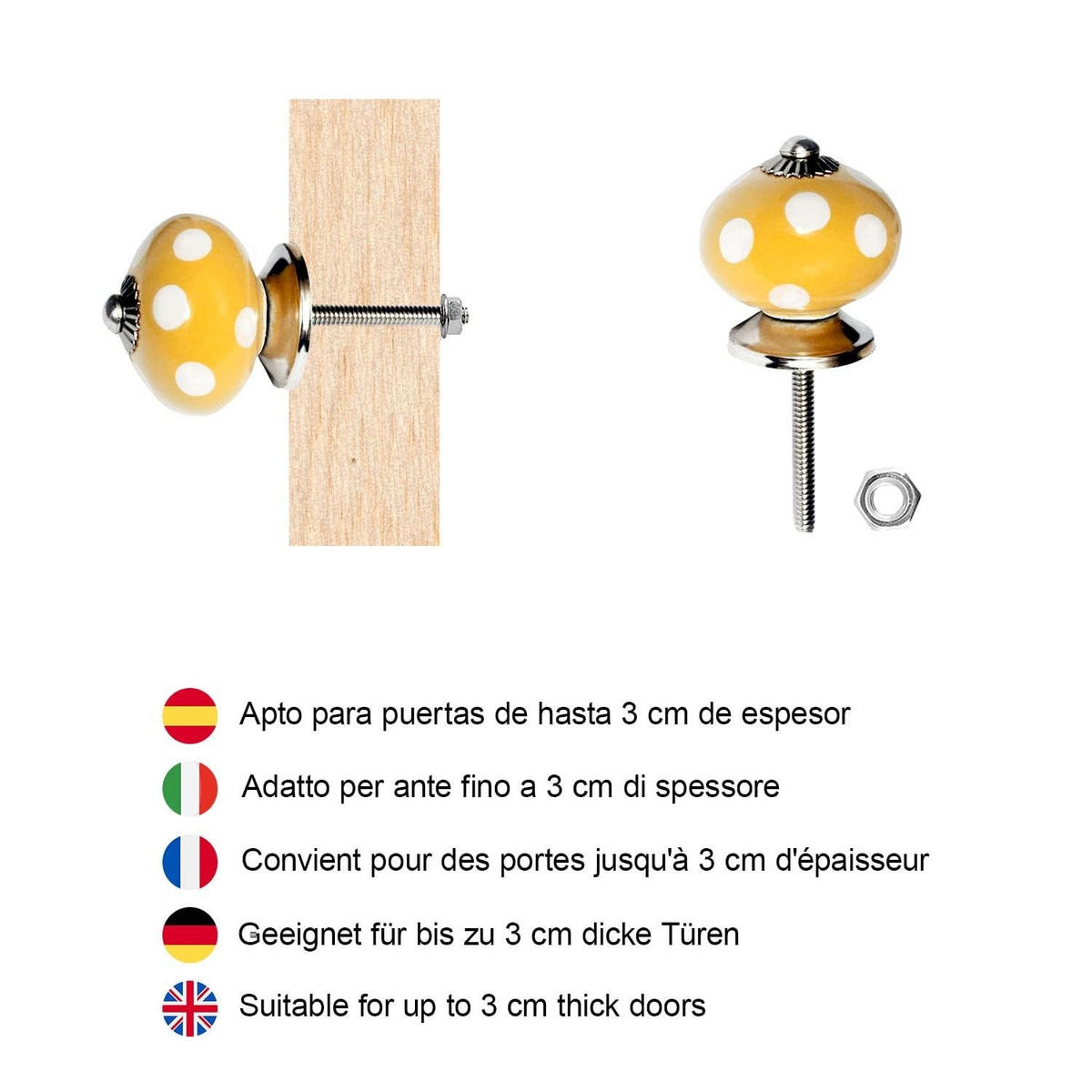 KERAMIKKNÖPFEN Set mit 10 in verschiedenen Farben40 mm Durchmesser - Multicolor, Keramik (4/4/6.9cm) - Nacnic