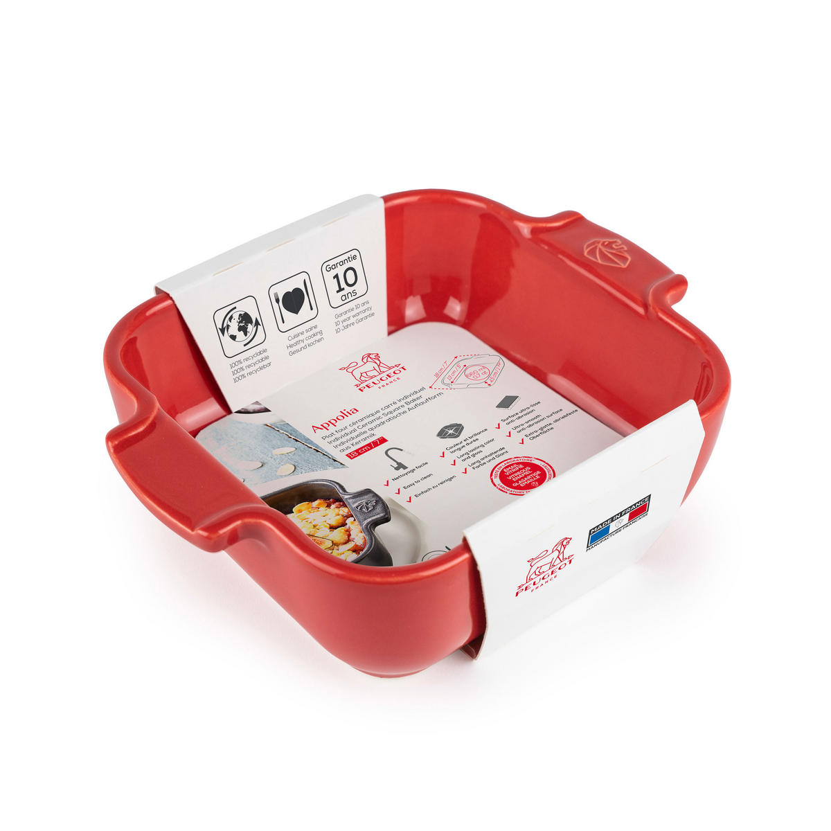 AUFLAUFFORM Keramik Appolia 18cm Quadratisch Rot Spülmaschinenfest - Rot, Keramik (14/18/5.1cm) - PEUGEOT