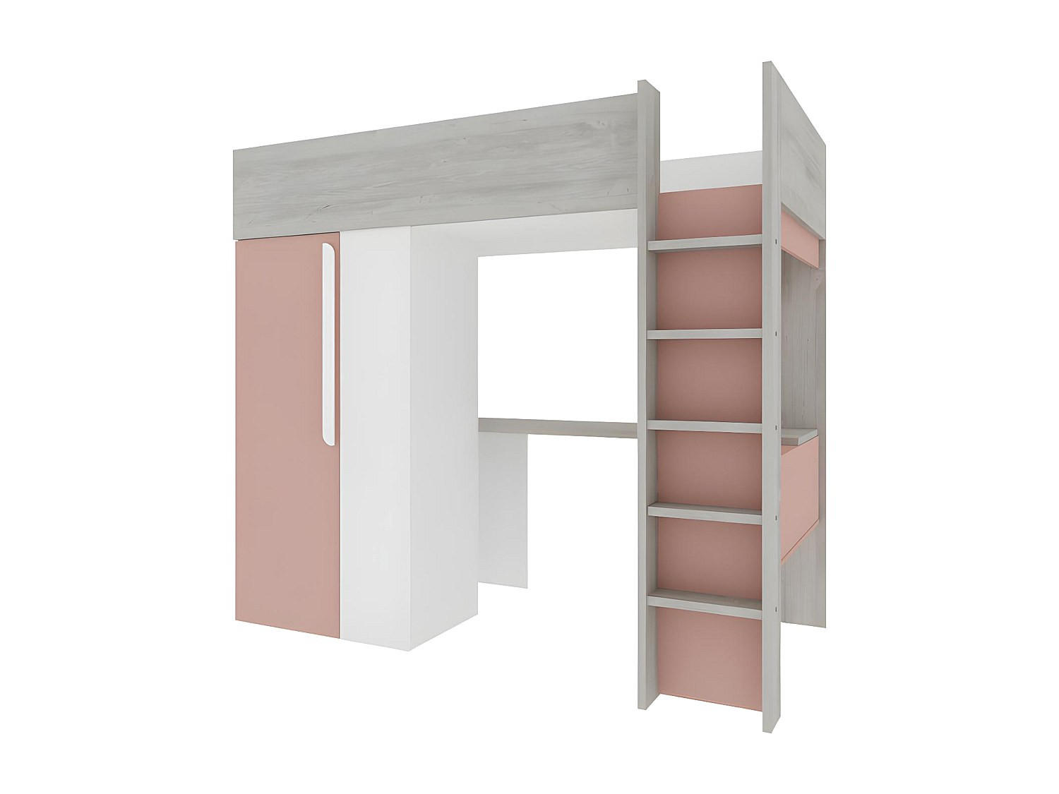 Vente-Unique Hochbett Pink, Natur 90x200 cm