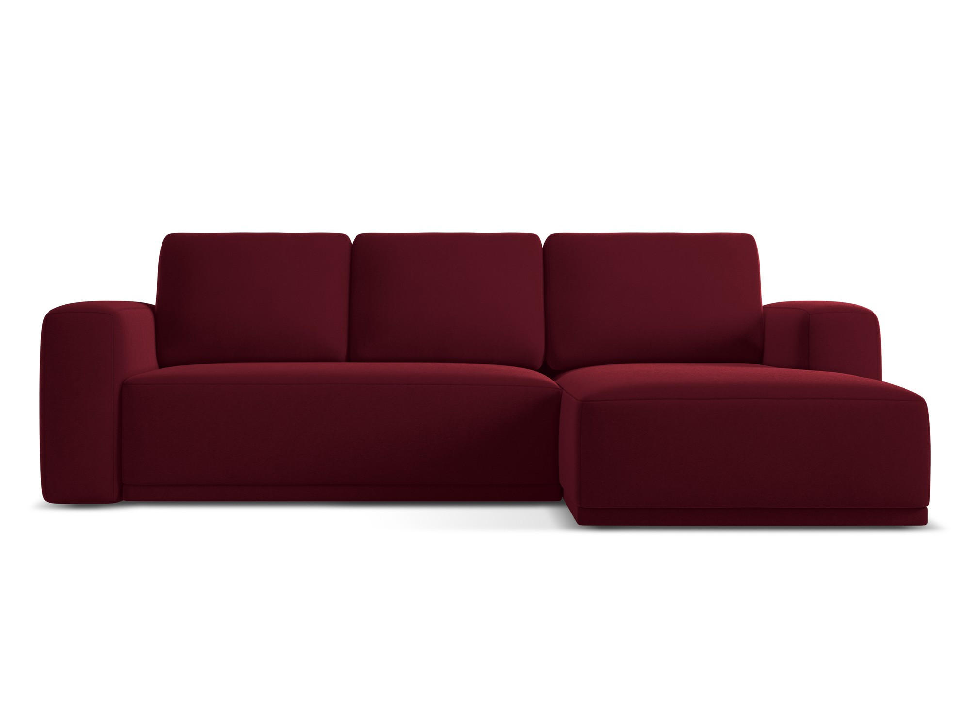 ECKSOFA mit Schlaffunktion Samt Stoff Rot - Bordeaux/Rot, Kunststoff/Textil (258/160cm) - Makamii