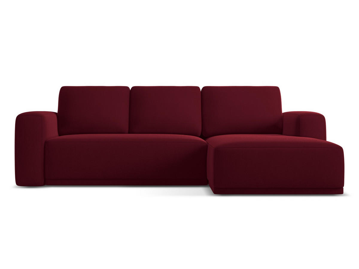 ECKSOFA mit Schlaffunktion Samt Stoff Rot - Bordeaux/Rot, Kunststoff/Textil (258/160cm) - Makamii