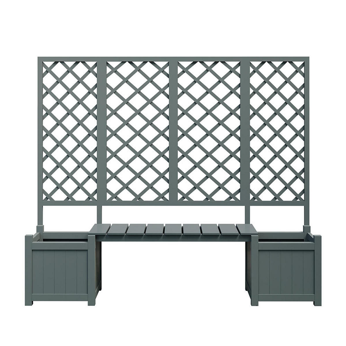 BLUMENKASTEN mit Spalier und Sitz für Garten Hof Terrasse，grau - Grau, Holz (42/145/169cm) - KOMHTOM