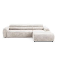 4-SITZER modulares Ecksofa VEER SET 1 Rechts, 298 x 175 cm, Chenille Webstoff Creme - Creme/Schwarz, Holz/Kunststoff (175/298cm) - Muffo
