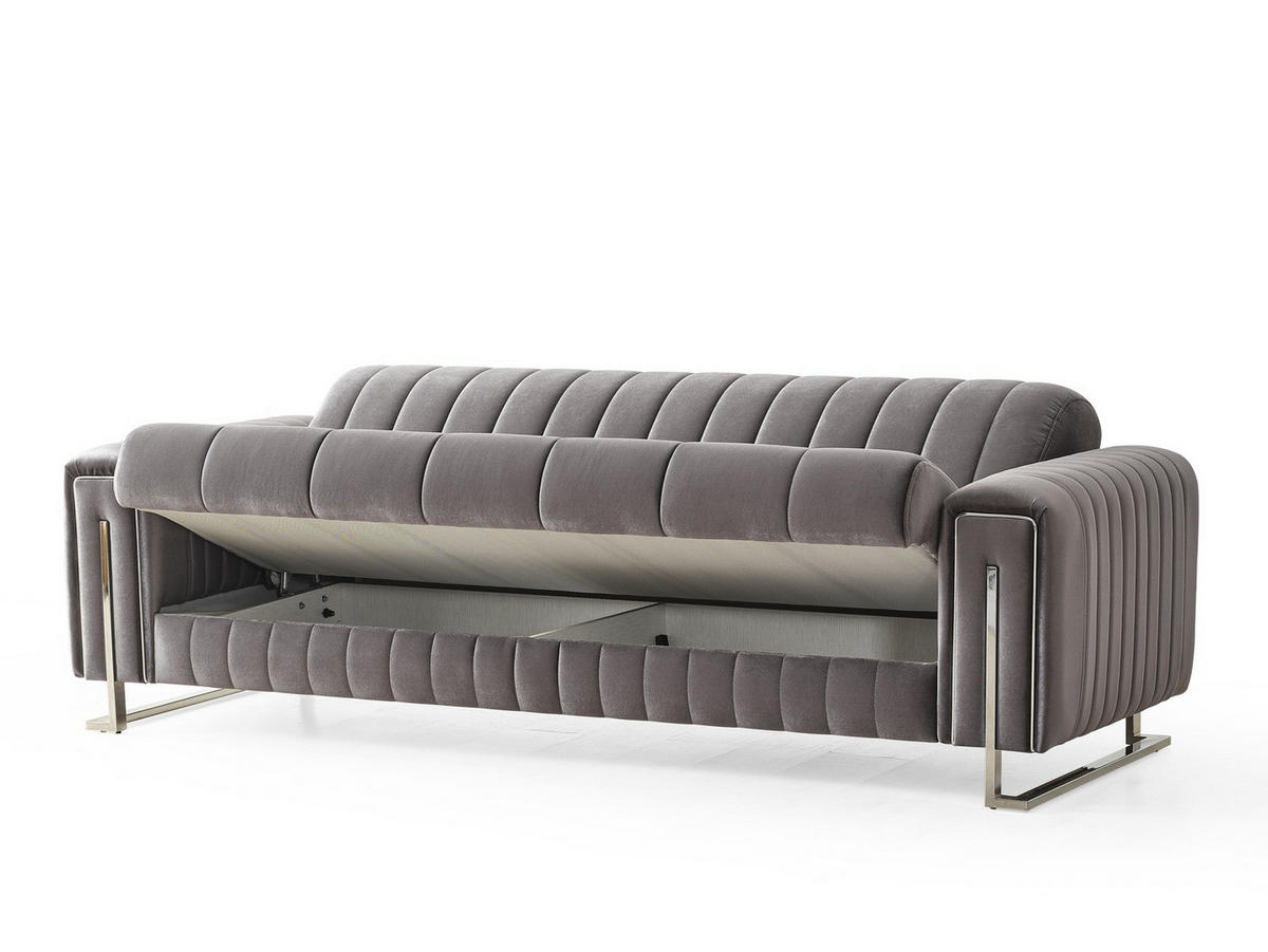 SITZGARNITUR Kochi, Grau Stellvariante 3+3+1 - Grau, Holzwerkstoff/Metall (243/85/95cm)