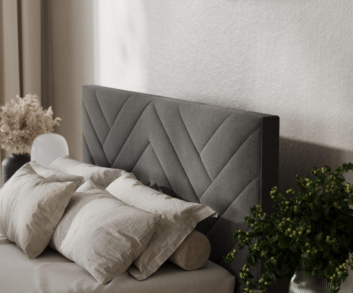 POLSTERBETT Arco 180/200 cm Anthrazit im Asti Stoff - Anthrazit/Schwarz, Holz/Holzwerkstoff (180/200cm) - AltaBeds