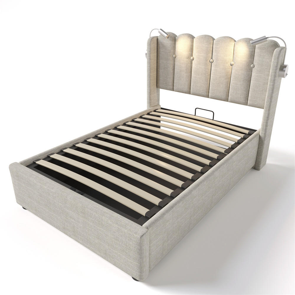 POLSTERBETT 90/200 cm in Beige Linen - Beige, Holz/Textil (160/200cm) - KOMHTOM