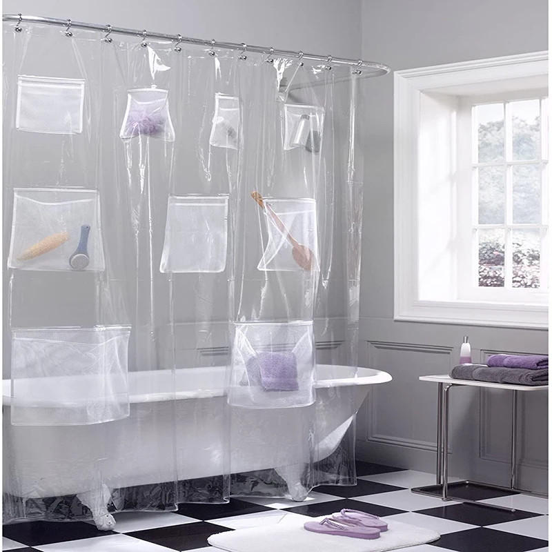 DUSCHVORHANG Badezimmer transparent Weiß wasserdicht Kunststoff EVA 180 x 180 cm - Transparent, Kunststoff (180/180cm) - MCBOSON