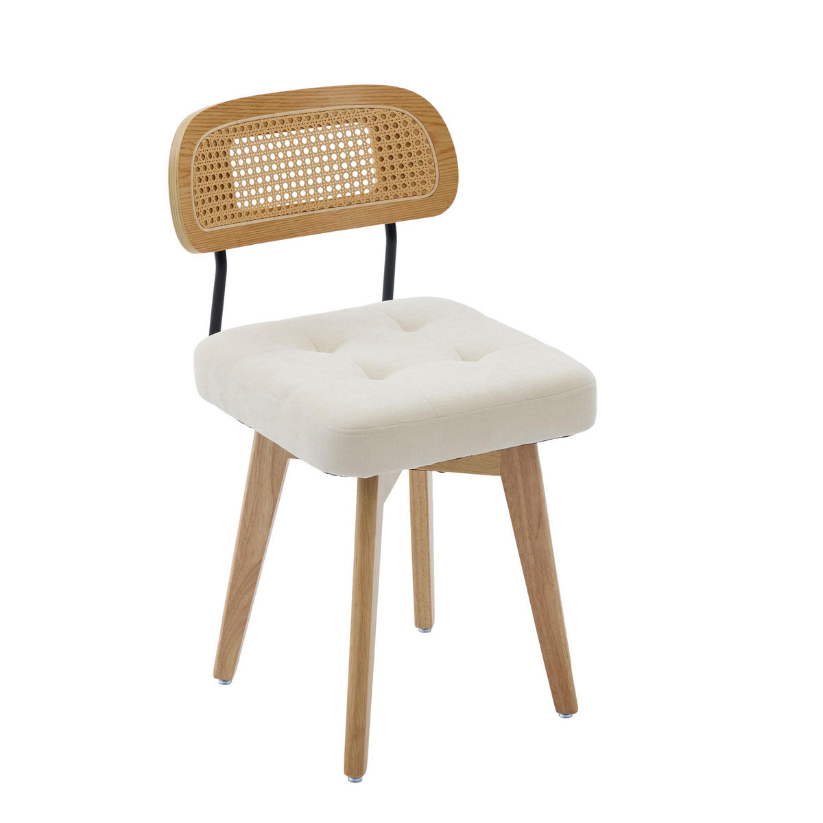 STUHL-SET 2 Stück, 360° drehbar, Rattan-Rückenlehne, DE-42279, Beige - Beige, Metall (50/77/43cm) - ComfortXL