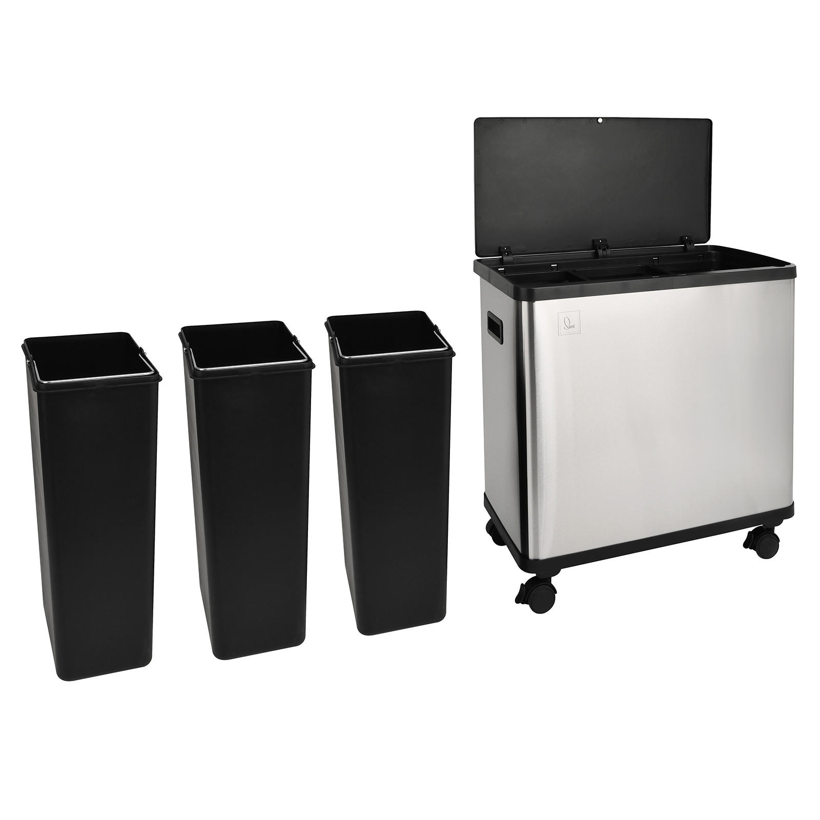 SENSORMÜLLEIMER SR3X18 54L Silber - Silberfarben, Metall (58/60/35cm) - SVITA