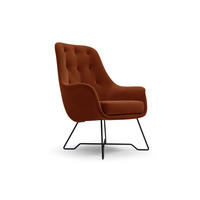 SESSEL SEDUTA, Modern Polstersessel Loungesessel, Velours-Stoff Orange - Orange, Holz/Metall (72.5/101.5/83cm) - MASSENO