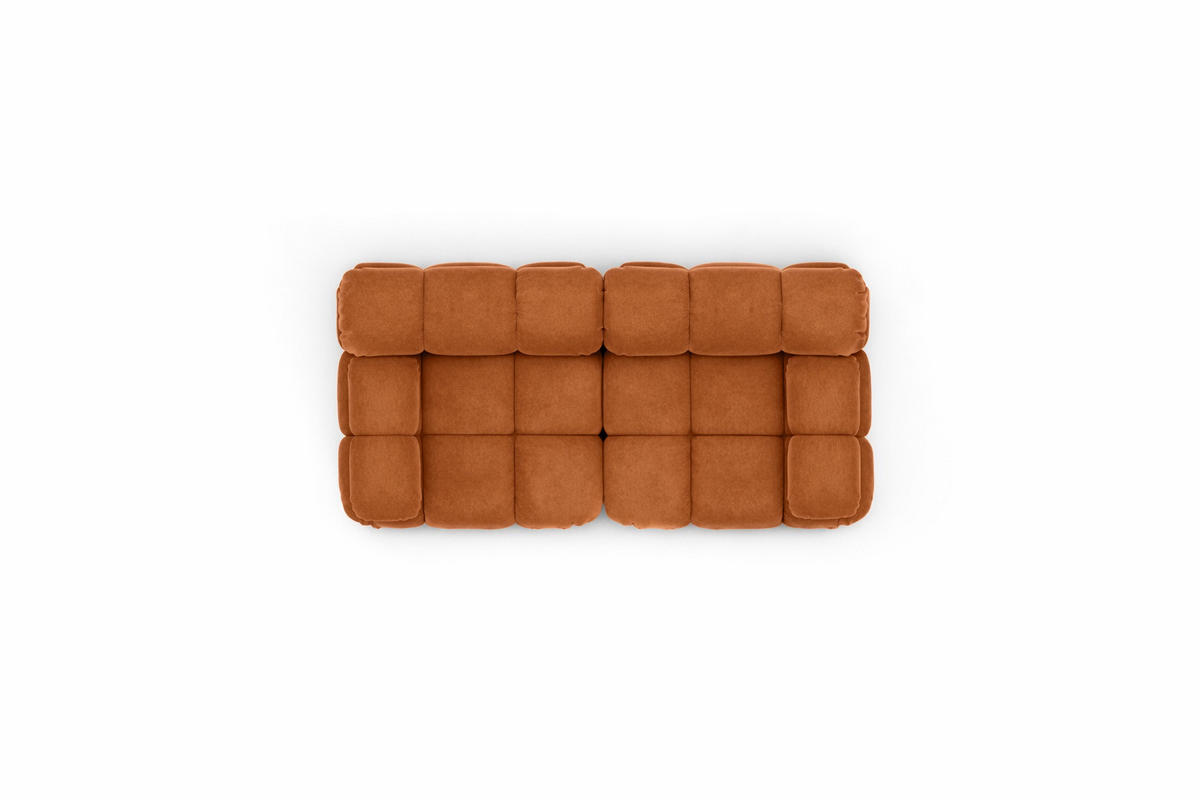 COUCH, 2-Sitzer Modular, Veloursstoff Salvador, Braun, Selia - Braun, Holz (190/70/95cm) - Kaiser Möbel