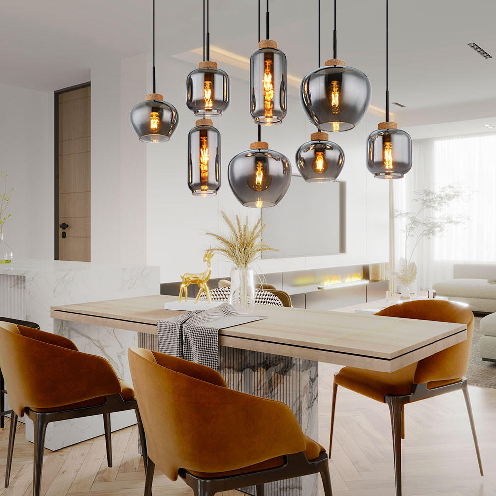 PENDELLEUCHTE Metall Schwarz-matt Rauchglas - Schwarz, Glas (105/40/120cm) - Globo Lighting