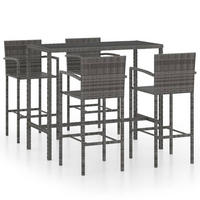 GARTENBAR-SET 5-teilig Poly Rattan Grau - Grau, Kunststoff - vidaXL