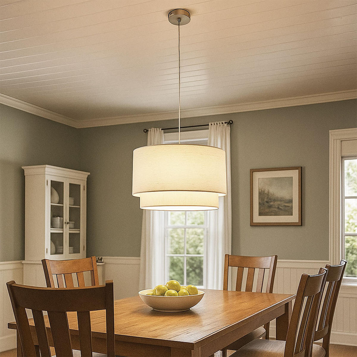 HÄNGELEUCHTE LEE Textil Beige - Beige, Metall (40/40/150cm) - Nowa