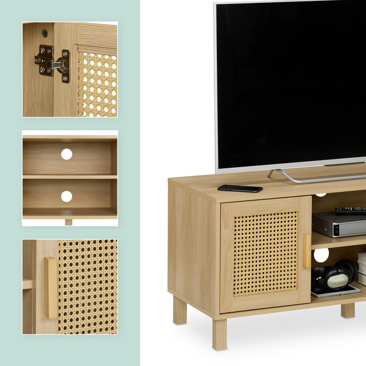 TV-LOWBOARD - Hellbraun, Holzwerkstoff/Kunststoff (115/48/40cm) - Relaxdays