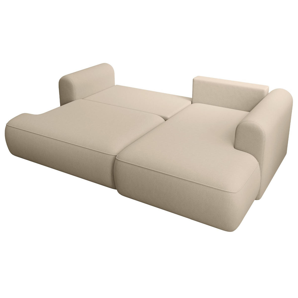 ECKSCHLAFSOFA Ovo Mini Hellbeige Easy-Clean-Samtbezug - Ecru/Schwarz, Kunststoff/Textil (238/156cm) - Selsey
