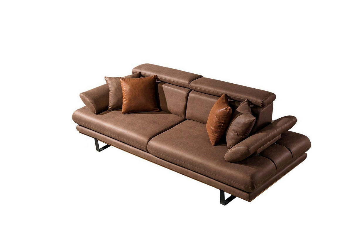 SITZGARNITUR Energy Braun Stellvariante:3+2+1 - Braun, Leder/Textil (240/80/100cm) - Villa Möbel