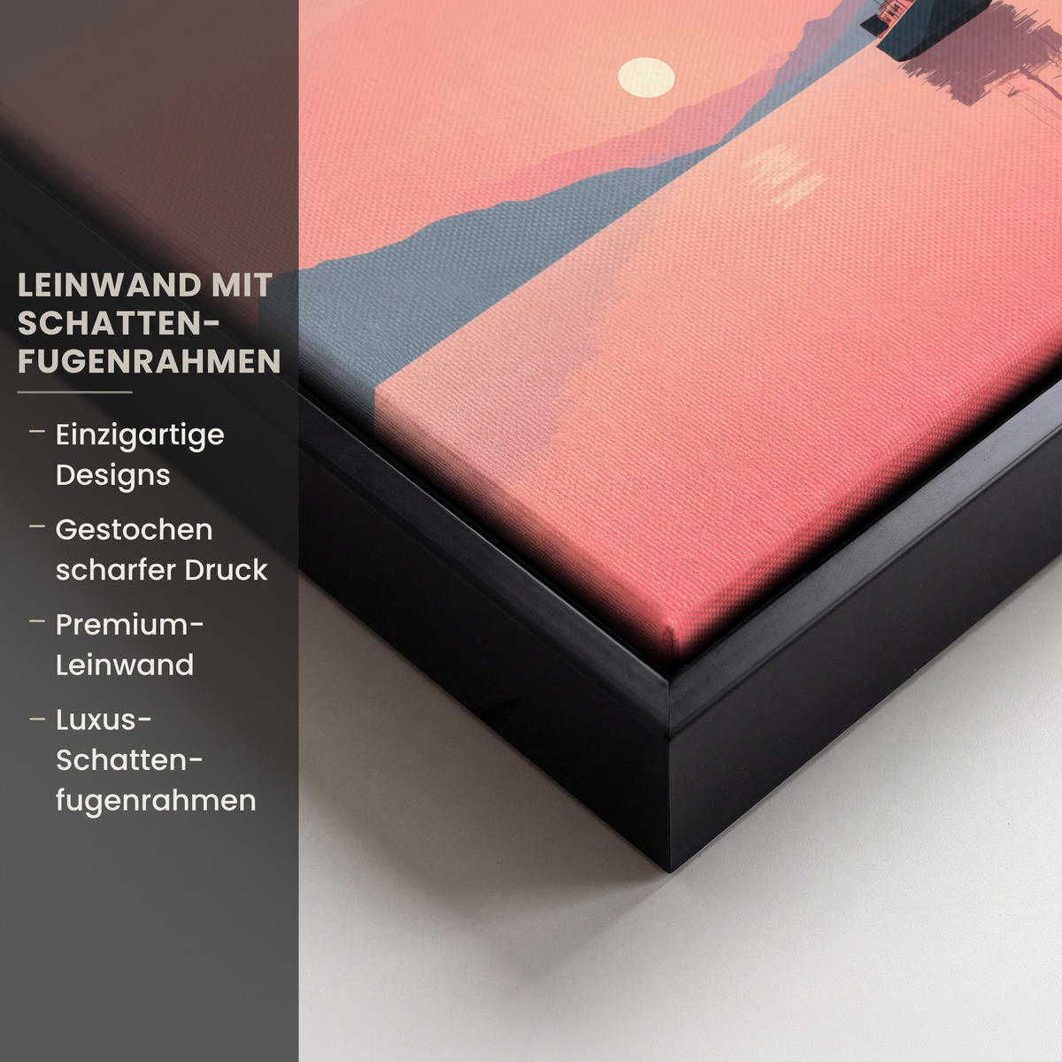 LEINWAND Bilder mit Rahmen - Segelboot - Rosa Meer - Sonnenuntergang - Berge - 20x20 - Rosa, Textil (20/20cm) - OnlyWow