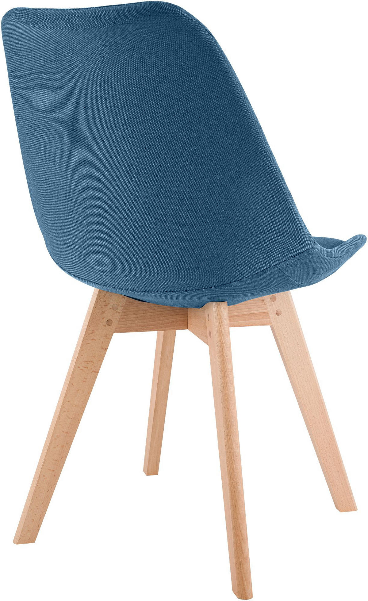 STUHL 4er Set Stoff blau - Blau/Eukalyptusholzfarben, Holz/Textil (49/83/50cm) - CLP