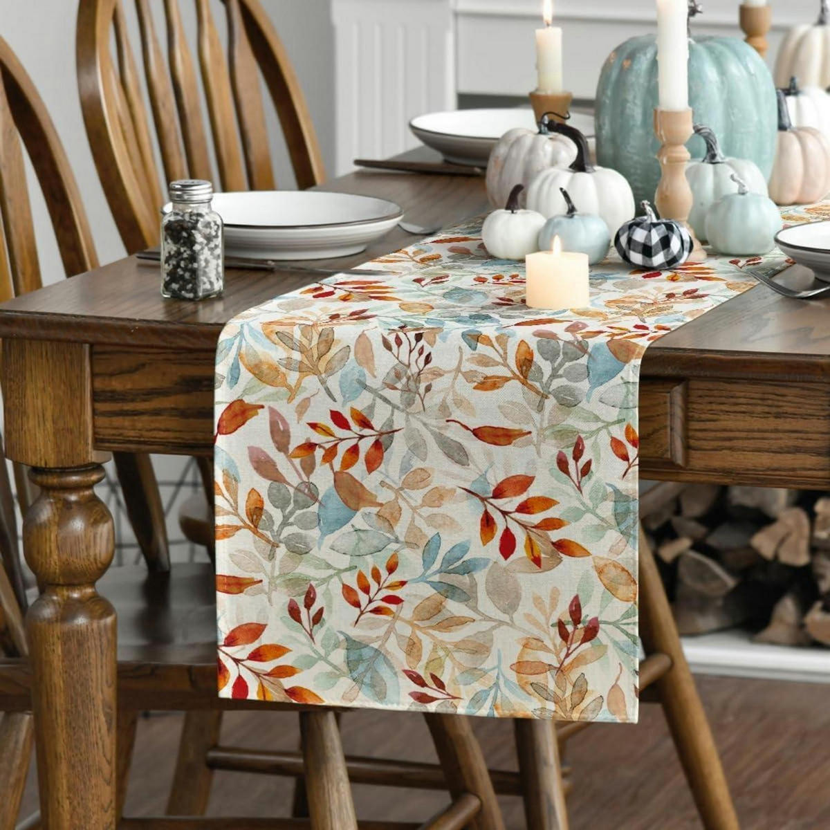 TISCHLÄUFER Herbst Blätter Orange 40 x 100 cm - Multicolor, Textil (100/40/1.5cm)