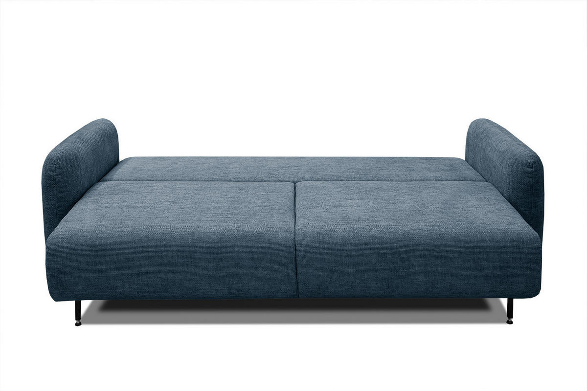SOFA DRAKE 3-Sitzer mit Schlaffunktion, dunkelblau - Braun/Dunkelblau, Holz/Textil (232/90/107cm) - Courtois Laville