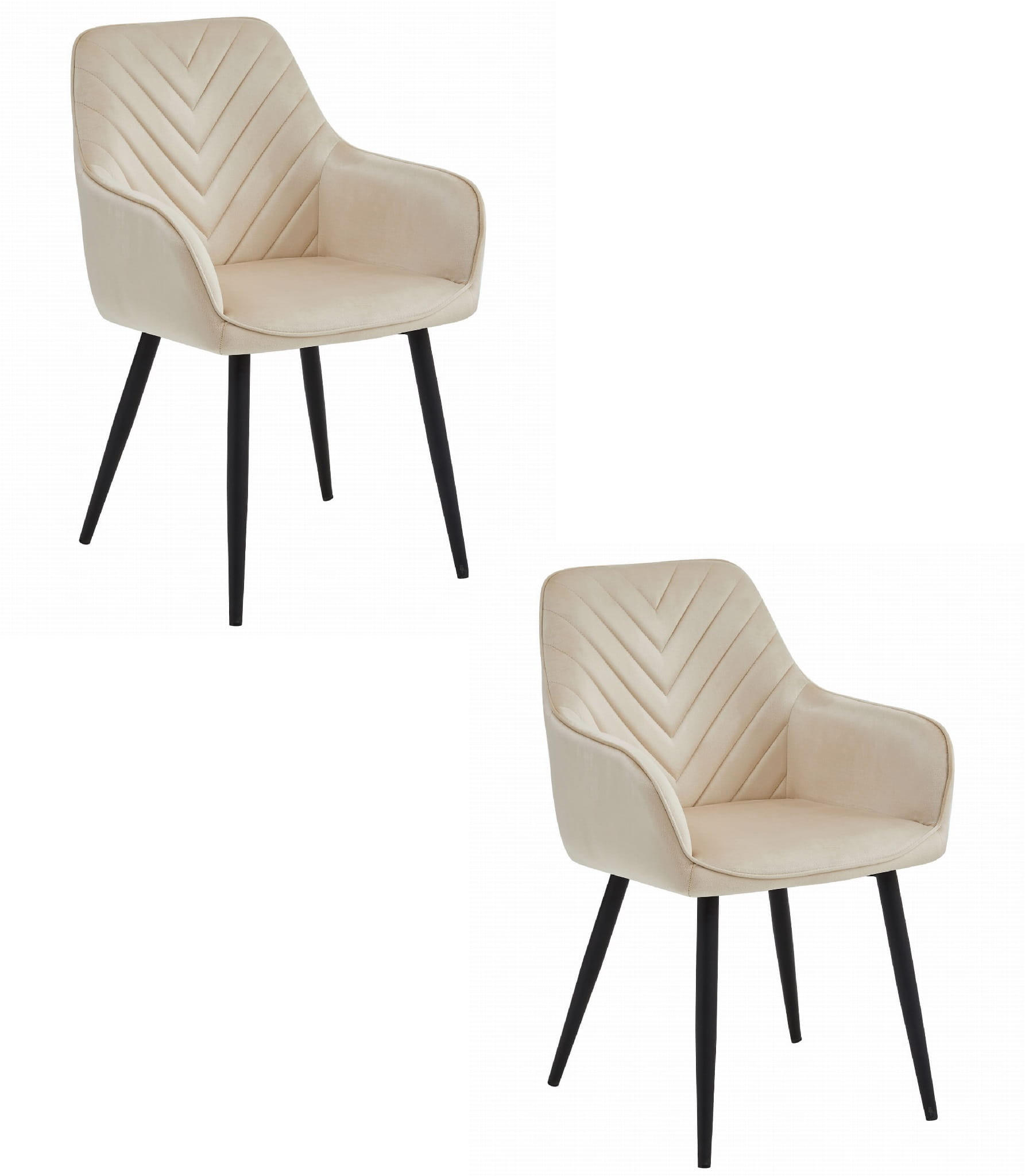 ESSZIMMERSTUHL 2-er Set WAAV beiger Sitz, schwarze Beine - Beige/Schwarz, Textil (54/83.5/61cm) - Valora