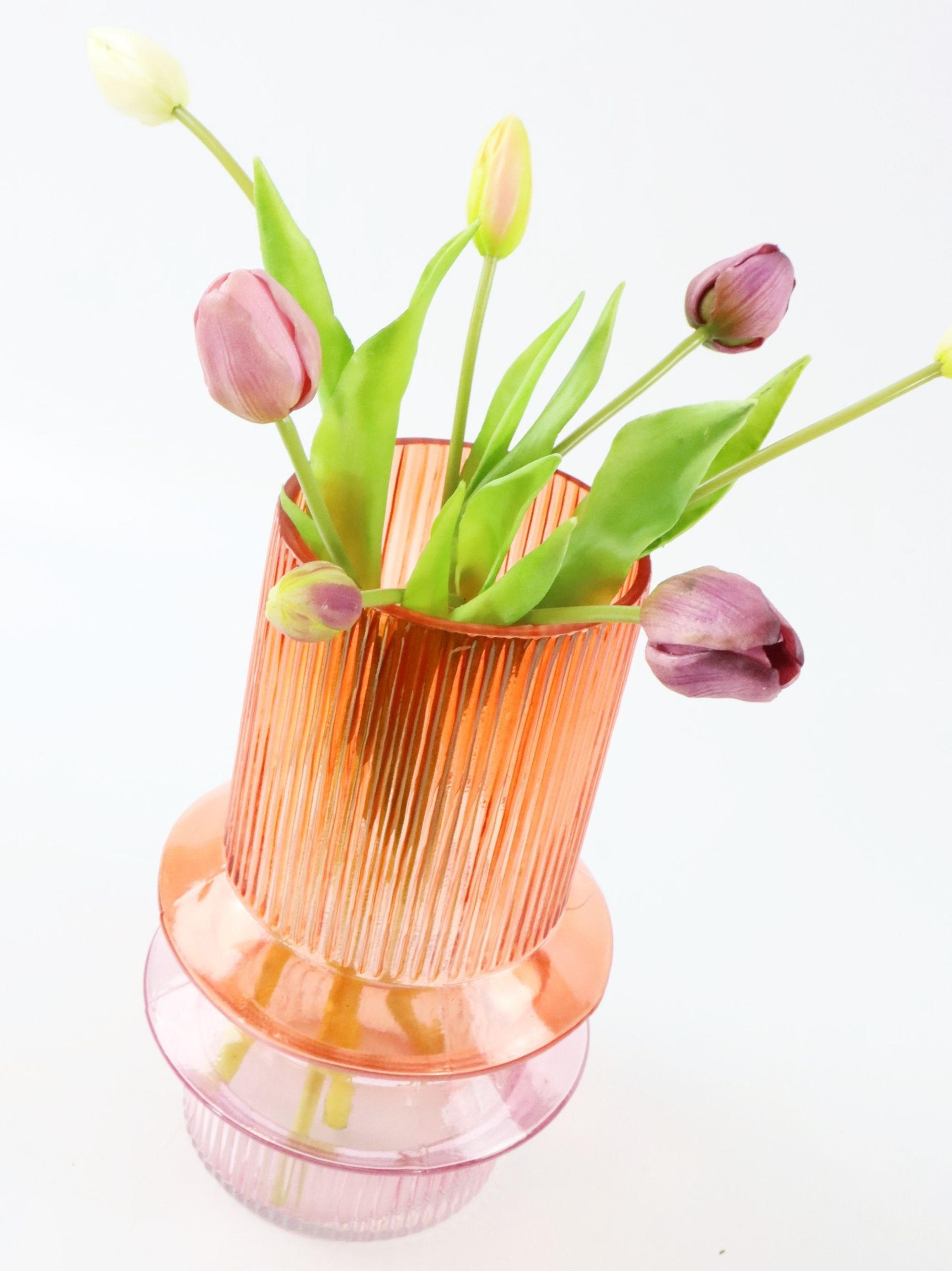 VASE Multicolor orange-rosa - Orange, Glas (25cm) - FURNARO