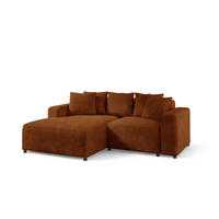 ECKSOFA Megan Xs In Stoff Poso - Rotbraun, Holzwerkstoff/Textil (240/165cm) - Fun Möbel