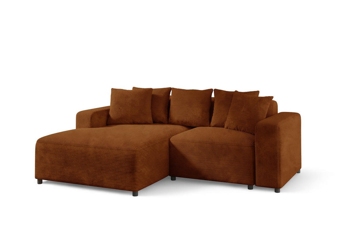 ECKSOFA Megan Xs In Stoff Poso - Rotbraun, Holzwerkstoff/Textil (240/165cm) - Fun Möbel