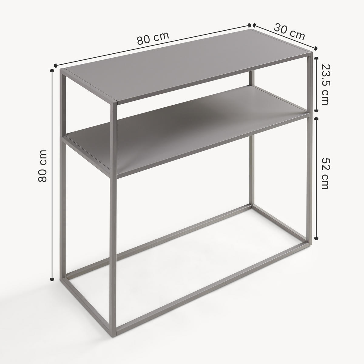 KONSOLENTISCH Kuhmo - Hellgrau, Metall (30/80/80cm) - [en.casa]