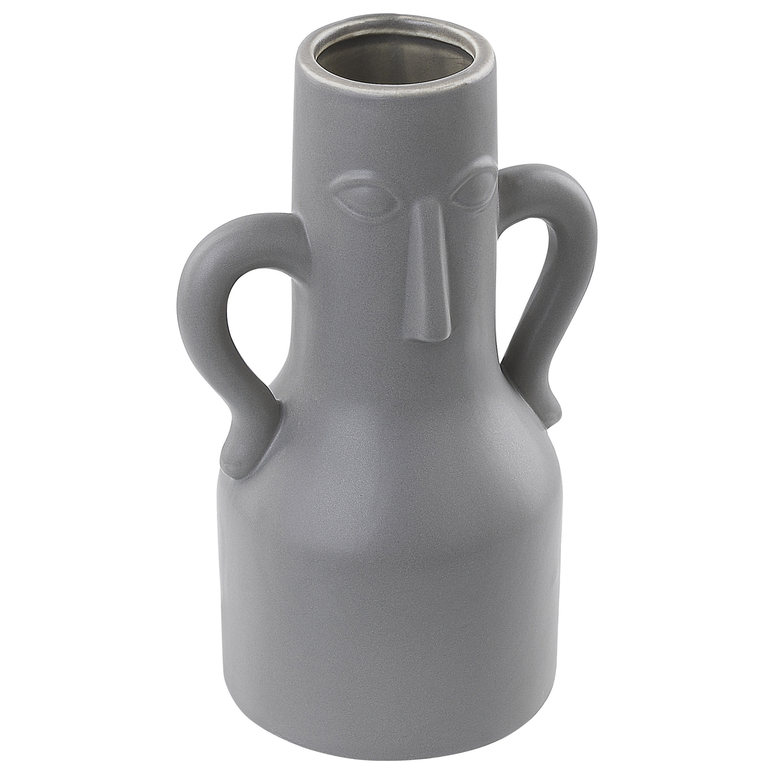 BLUMENVASE Porzellan grau Tripoli - Grau, Keramik (21cm) - Beliani