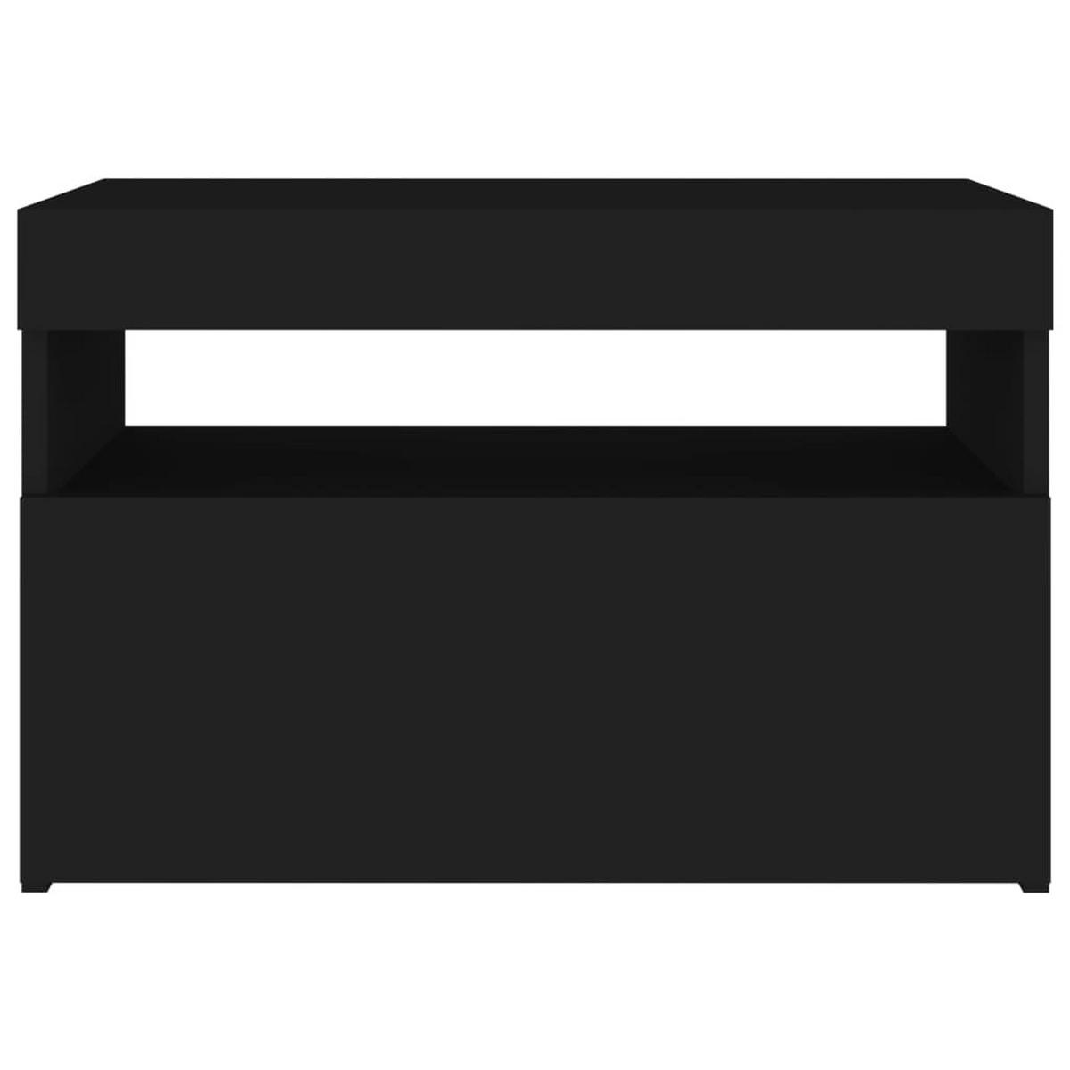 NACHTTISCH 2 Stk. mit Led-Leuchten 60/35/40cm aus Holzwerkstoff in Schwarz - Schwarz, Holz (60/40/35cm) - vidaXL