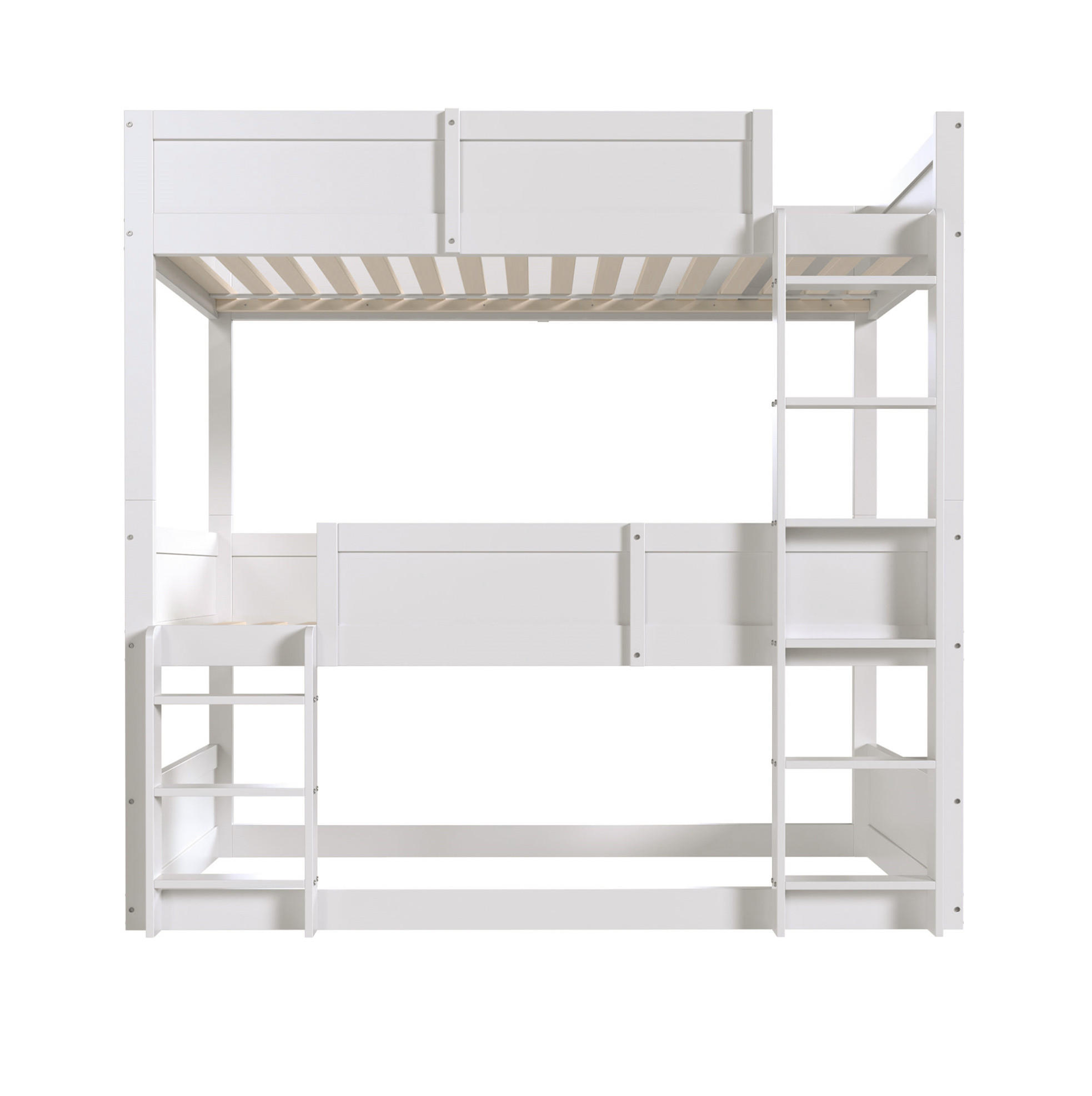 ETAGENBETT 90/200 cm in Weiß aus Holz – modulares Dreibettzimmerbett - Weiß, Holzwerkstoff (90/200cm) - BEAOK