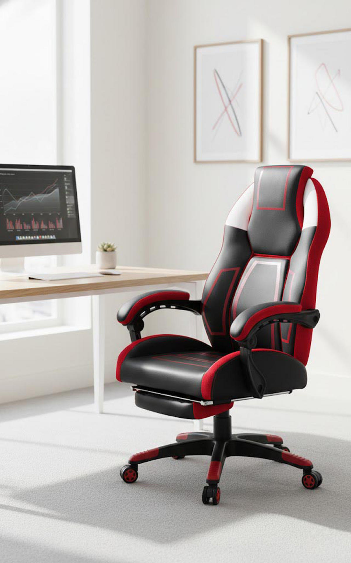 BÜROSTUHL Nexil Kunstleder schwarz/rot - Schwarz, Metall (69/127/70.5cm) - TPFLiving