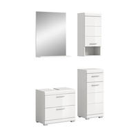 BADKOMBINATION 4tlg. Scout Bad in weiß Nachbildung und weiß hochglanz B/H/T: 112x191x34 cm - Weiß, Holz (112/191/37cm)
