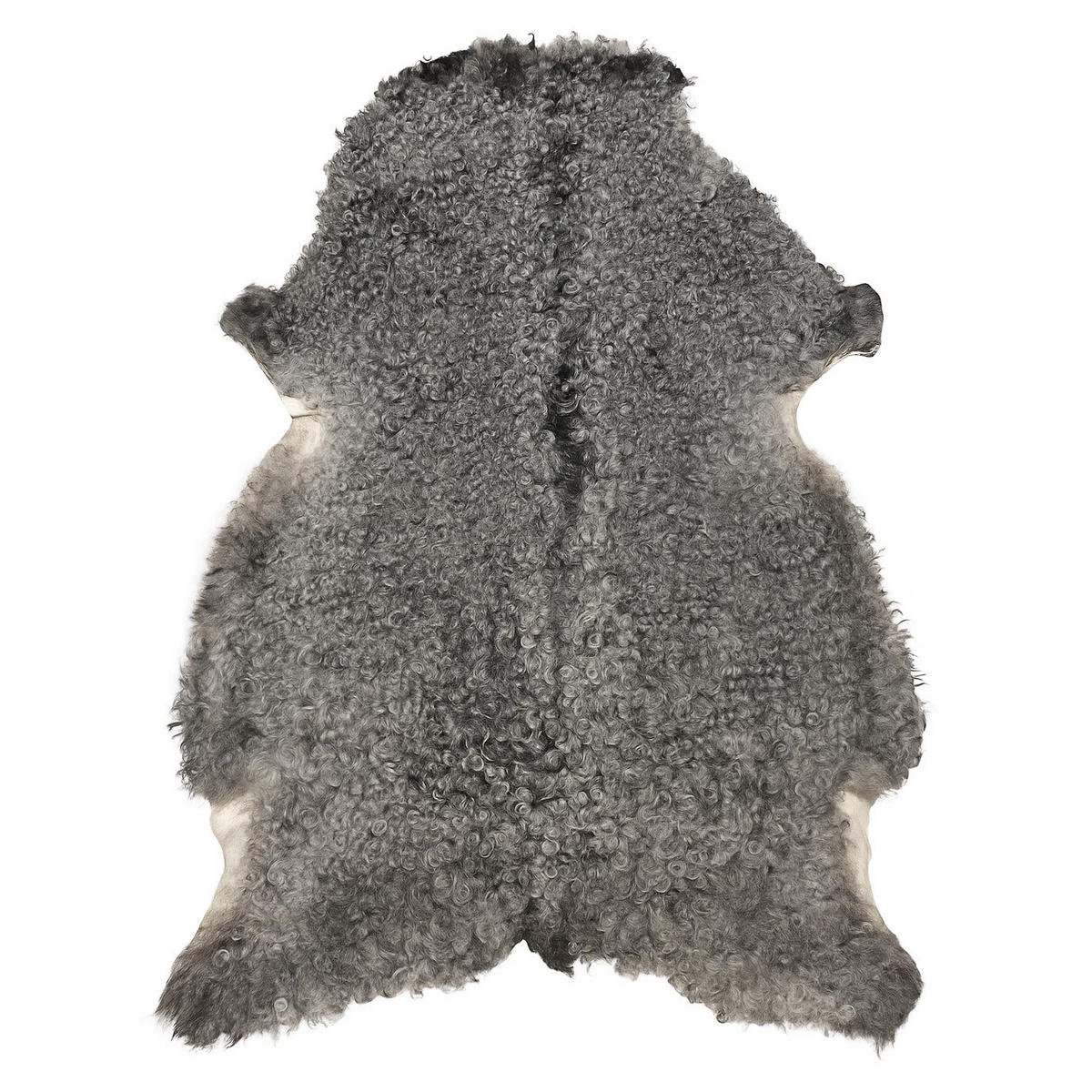 SCHAFFELL Gotland Naturgrau Lockig Unikat ca. 100 cm - Dunkelgrau, Fell (60/100cm) - Provellus