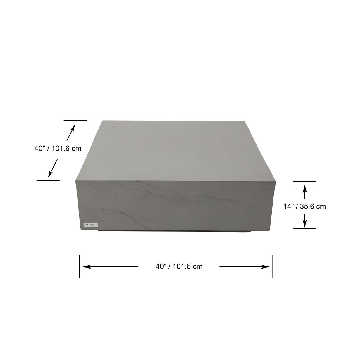 COUCHTISCH COLORADO aus GF-Beton Quadrat, Wetterbeständig, 102x102x36 cm - Grau, Naturmaterialien (102/102/36cm) - Elementi