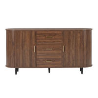 KOMODA 3 Zásuvky Posuvná dvířka Rýhovaný vzor - barva vlašského ořechu, kompozitní dřevo (160/80.5/40cm) - FLIEKS