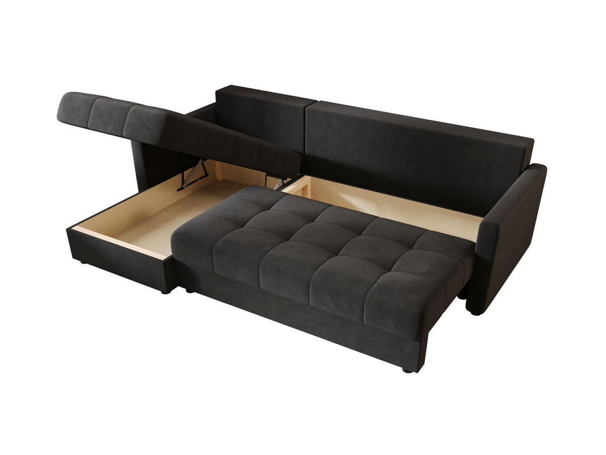 ECKSOFA MOS L BIS Itaka 27 Links mit Schlaffunktion - Dunkelgrau, Textil (220/143cm) - Bedante