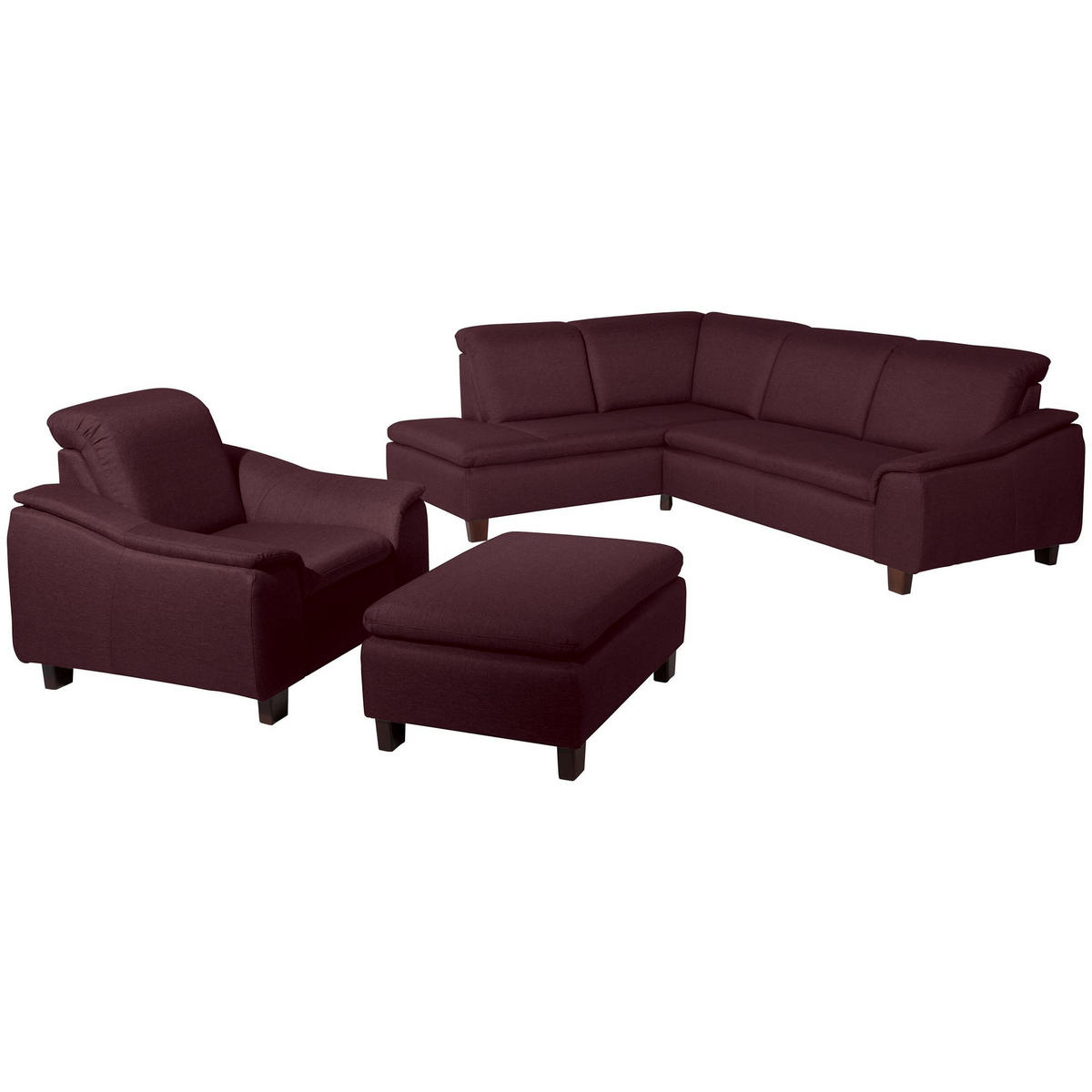 ECKSOFA mit Ottomane links Kaylil Flachgewebe burgund - Bordeaux, Kunststoff (187/247cm) - 58aufmkessel
