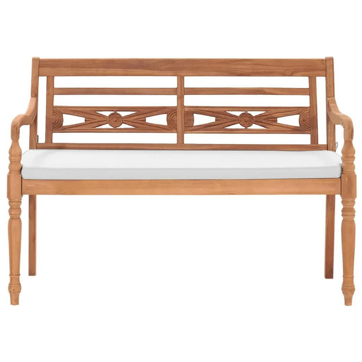 BATAVIA GARTENBANK MIT POLSTERN 120 CM TEAK - Creme, Holz/Textil (120/84/51.5cm) - vidaXL